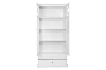 Bloomington Milla Vitrinskåp 45 cm djup 95 cm bred 195 cm hög Ljust Trä Glas - 2 Dörrar - Förvaring - Skåp - Vitrinskåp