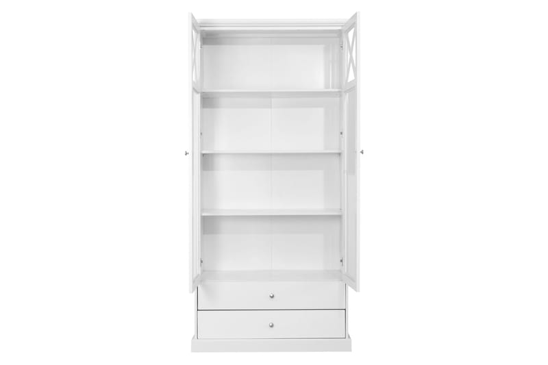 Bloomington Milla Vitrinskåp 45 cm djup 95 cm bred 195 cm hög Ljust Trä Glas - 2 Dörrar - Förvaring - Skåp - Vitrinskåp
