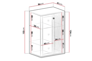 Buckfast Lågt Vitrinskåp 40,6 djup 86,4 cm bred 131,9 cm hög Trä Glas - Trä/Svart - Förvaring - Skåp - Vitrinskåp