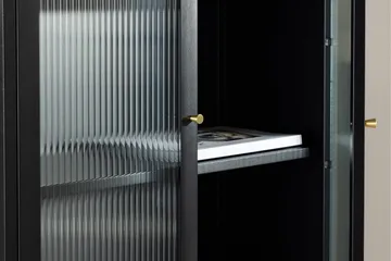 Cali Vitrinskåp 35 cm djup 80 cm bred 180 cm hög Mörkt Stål - Svart - Förvaring - Skåp - Vitrinskåp