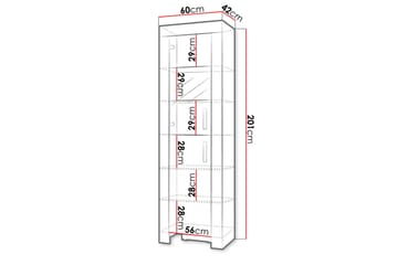 Cezar Vitrinskåp 60x42x201 cm Ek - Förvaring - Skåp - Vitrinskåp