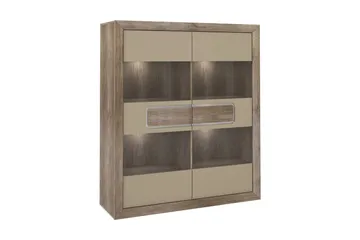 Corlius Vitrinskåp 41,3 cm djup 133,8 cm bred 155,4 cm hög Trä Glas - Beige/Brun - Förvaring - Skåp - Vitrinskåp