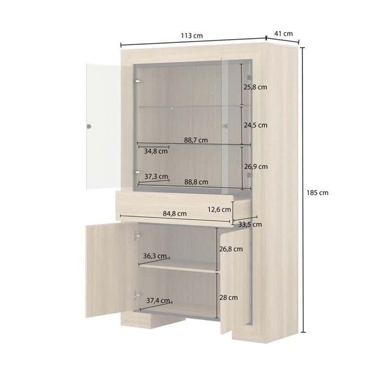 Vitrinskåp Cuba II 4 Dörrar 1 Låda - Förvaring - Skåp - Vitrinskåp