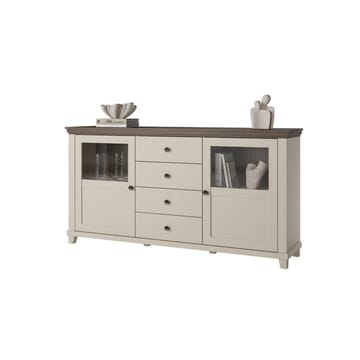 Vitrinskåp Evora 2 dörrar med 4 lådor - Ljus Beige - Förvaring - Skåp - Vitrinskåp