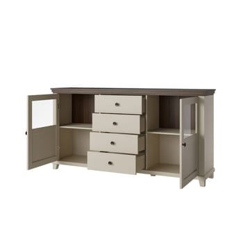 Vitrinskåp Evora 2 dörrar med 4 lådor - Ljus Beige - Förvaring - Skåp - Vitrinskåp