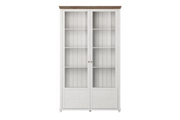 Getafez Vitrinskåp 42 cm djup 126 cm bred 200 cm hög Ljust Trä - Vit/Natur - Förvaring - Skåp - Vitrinskåp
