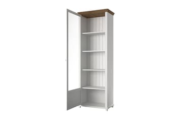 Getafez Vitrinskåp 42 cm djup 71 cm bred 200 cm hög Ljust Trä - Vit/Natur - Förvaring - Skåp - Vitrinskåp