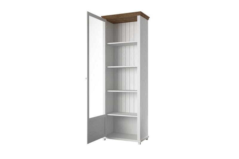 Getafez Vitrinskåp 42 cm djup 71 cm bred 200 cm hög Ljust Trä - Vit/Natur - Förvaring - Skåp - Vitrinskåp