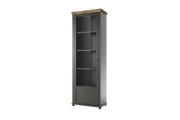 Getafez Vitrinskåp 42 cm djup 71 cm bred 200 cm hög Mörkt Trä - Khaki/Natur - Förvaring - Skåp - Vitrinskåp