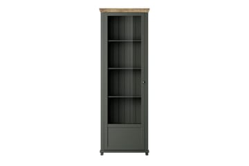 Getafez Vitrinskåp 42 cm djup 71 cm bred 200 cm hög Mörkt Trä - Khaki/Natur - Förvaring - Skåp - Vitrinskåp
