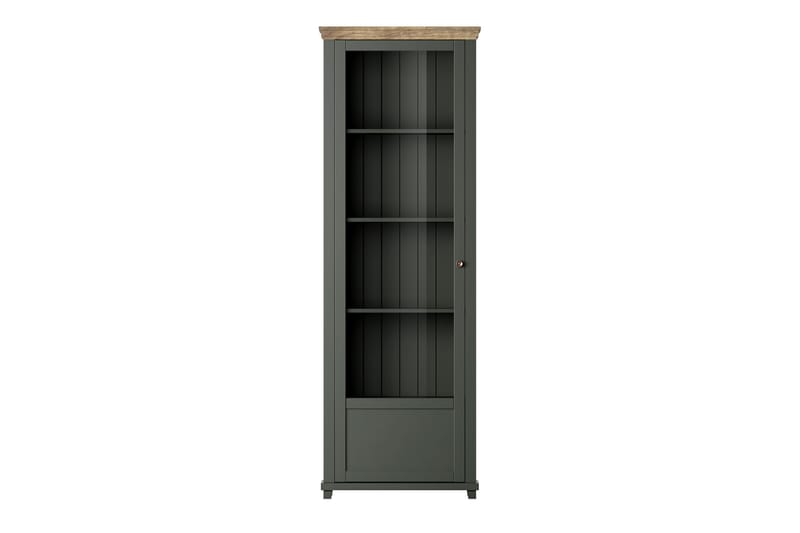 Getafez Vitrinskåp 42 cm djup 71 cm bred 200 cm hög Mörkt Trä - Khaki/Natur - Förvaring - Skåp - Vitrinskåp