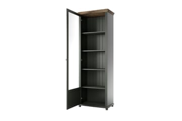 Getafez Vitrinskåp 42 cm djup 71 cm bred 200 cm hög Mörkt Trä - Khaki/Natur - Förvaring - Skåp - Vitrinskåp