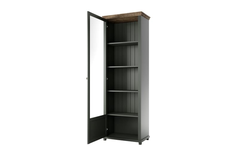 Getafez Vitrinskåp 42 cm djup 71 cm bred 200 cm hög Mörkt Trä - Khaki/Natur - Förvaring - Skåp - Vitrinskåp