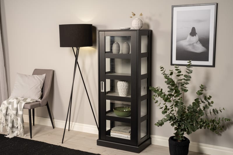 Glasskåp Mazie 153 cm Svart -   - Vitrinskåp