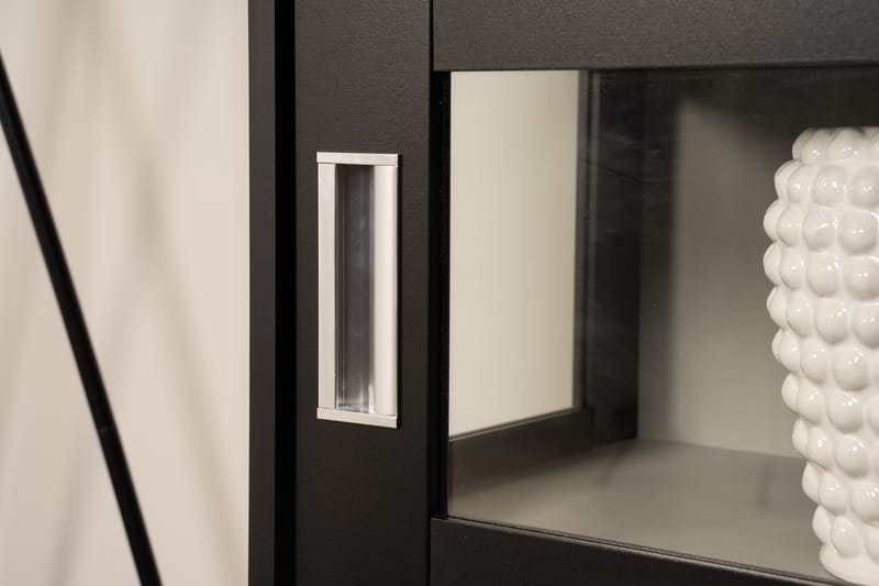 Glasskåp Mazie 153 cm Svart -   - Vitrinskåp