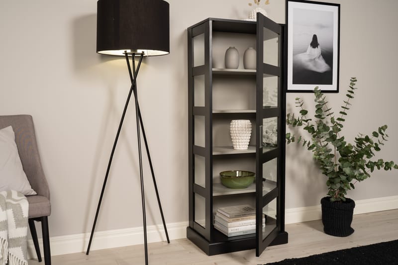 Glasskåp Mazie 153 cm Svart -   - Vitrinskåp