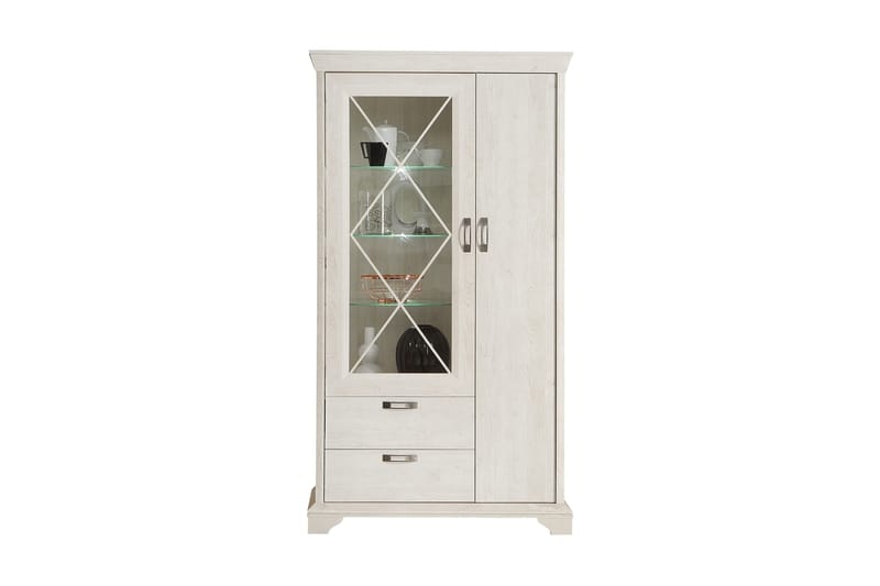 Hareholme Vitrinskåp 48 cm djup 113 cm bred 210 cm hög Ljust Trä - Vit - Förvaring - Skåp - Vitrinskåp