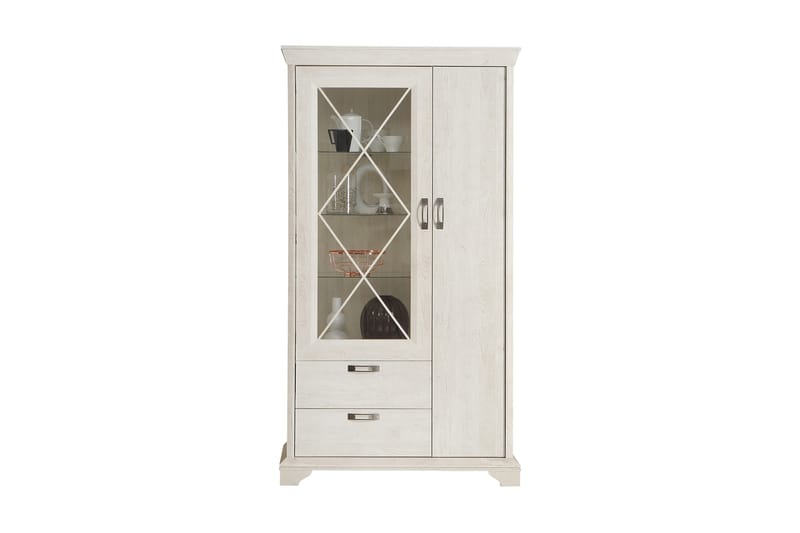 Hareholme Vitrinskåp 48 cm djup 113 cm bred 210 cm hög Ljust Trä - Vit - Förvaring - Skåp - Vitrinskåp
