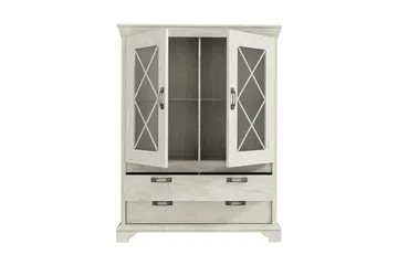 Hurlston Vitrinskåp 48 cm djup 123 cm bred 162 cm hög ljus trä - Vit - Förvaring - Skåp - Vitrinskåp