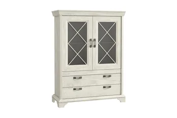 Hurlston Vitrinskåp 48 cm djup 123 cm bred 162 cm hög ljus trä - Vit - Förvaring - Skåp - Vitrinskåp