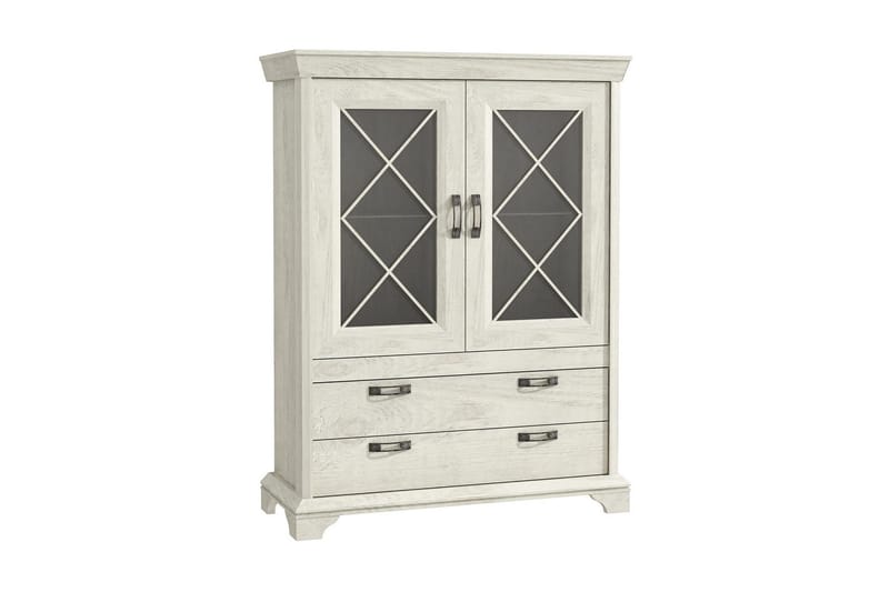 Hurlston Vitrinskåp 48 cm djup 123 cm bred 162 cm hög ljus trä, Vit