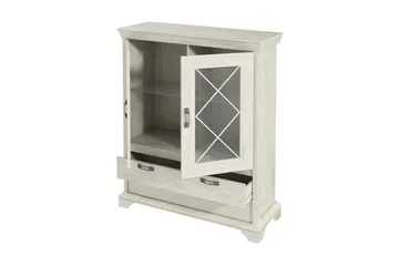 Hurlston Vitrinskåp 48 cm djup 123 cm bred 162 cm hög ljus trä - Vit - Förvaring - Skåp - Vitrinskåp