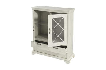 Hurlston Vitrinskåp 48 cm djup 123 cm bred 162 cm hög ljus trä - Vit - Förvaring - Skåp - Vitrinskåp