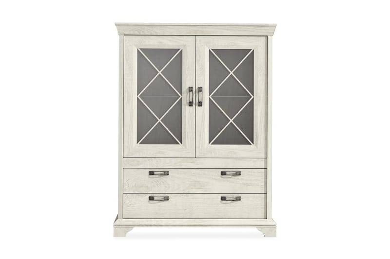 Hurlston Vitrinskåp 48 cm djup 123 cm bred 162 cm hög ljus trä - Vit - Förvaring - Skåp - Vitrinskåp