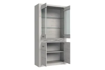 Indianapolis Vitrinskåp 96x42x192 cm - Vit - Förvaring - Skåp - Vitrinskåp