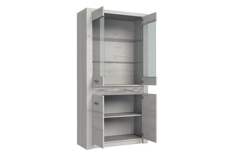 Indianapolis Vitrinskåp 96x42x192 cm - Vit - Förvaring - Sk åp - Vitrinskåp