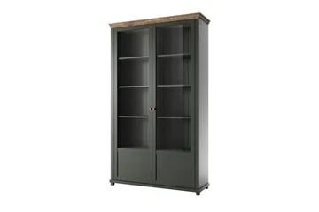 Ivreri Vitrinskåp 42 cm djup 126 cm bred 200 cm hög Mörkt Trä - Khaki/Natur - Förvaring - Skåp - Vitrinskåp