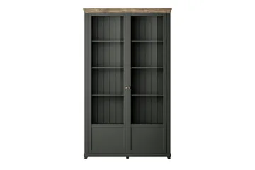 Ivreri Vitrinskåp 42 cm djup 126 cm bred 200 cm hög Mörkt Trä - Khaki/Natur - Förvaring - Skåp - Vitrinskåp