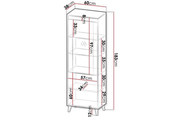 Juniskär Vitrinskåp 38 cm djup 60 cm bred 183 cm hög Trä Glas - Antracit - Förvaring - Skåp - Vitrinskåp