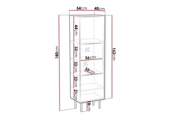Juniskär Vitrinskåp 40 cm djup 54 cm bred 180 cm hög Mörkt Trä Glas - Svart - Förvaring - Skåp - Vitrinskåp