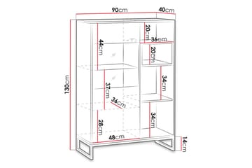 Kahambwe Lågt Vitrinskåp 40 cm djup 90 cm bred 130 cm hög Ljust Trä - Förvaring - Skåp - Vitrinskåp