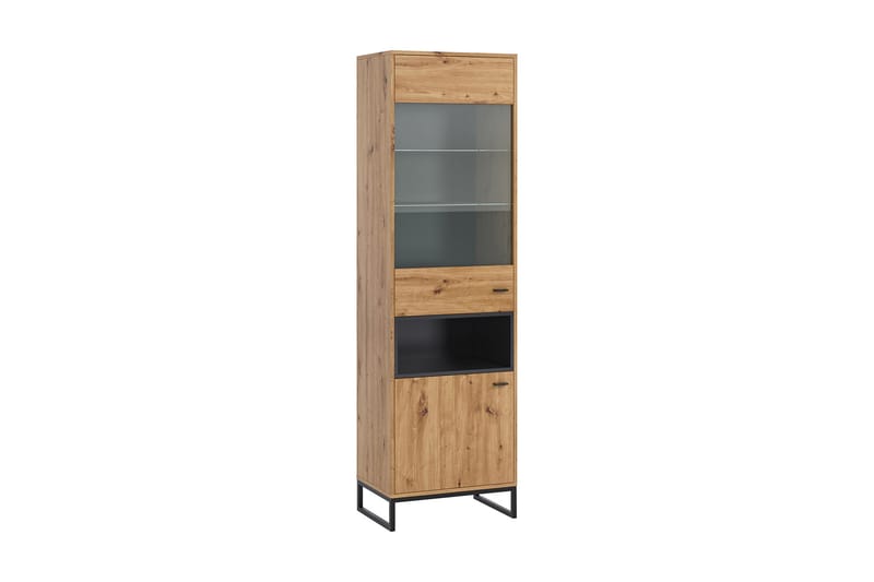 Kahambwe Vitrinskåp 40 cm djup 60 cm bred 202 cm hög Ljust Trä - Förvaring - Skåp - Vitrinskåp
