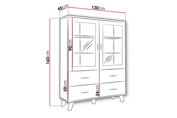 Kardos Vitrinskåp 45x120 cm - Natur/Svart - Förvaring - Skåp - Vitrinskåp
