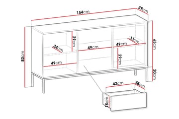 Klinkerville Lågt Vitrinskåp Display med belysning 39 cm djup - Svart - Förvaring - Skåp - Vitrinskåp