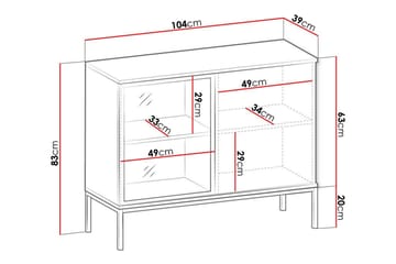 Klinkerville Lågt Vitrinskåp med belysning 39 cm djup 104 cm - Svart - Förvaring - Skåp - Vitrinskåp