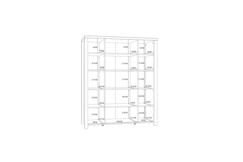 Konitsa Vitrinskåp 52,3 cm djup 130,2 cm bred 156,7 cm hög Trä Glas - Brun/Svart - Förvaring - Skåp - Vitrinskåp