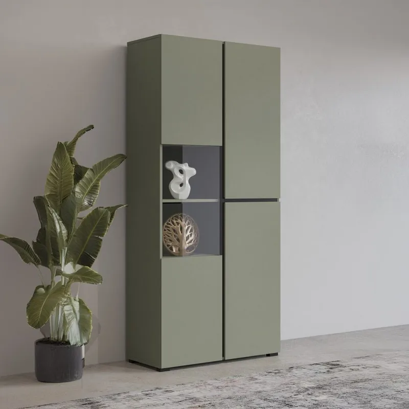Vitrinskåp Kors 3 dörrar - Grön - Svart - Förvaring - Skåp - Vitrinskåp