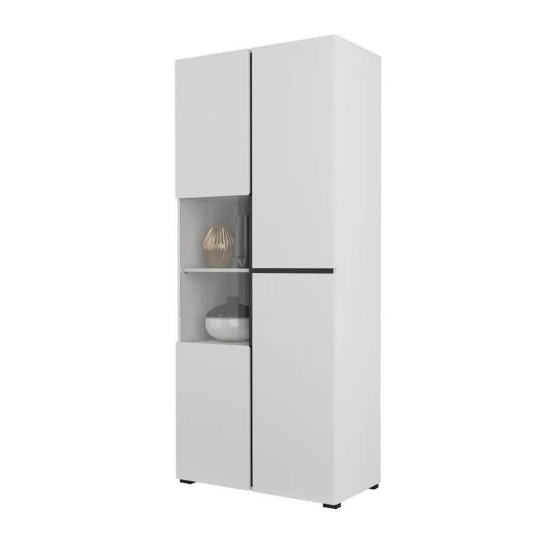 Vitrinskåp Kors 3 dörrar - Vit - Svart - Förvaring - Skåp - Vitrinskåp