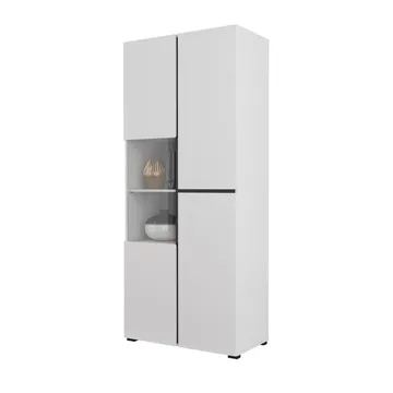 Vitrinskåp Kors 3 dörrar - Vit - Svart - Förvaring - Skåp - Vitrinskåp