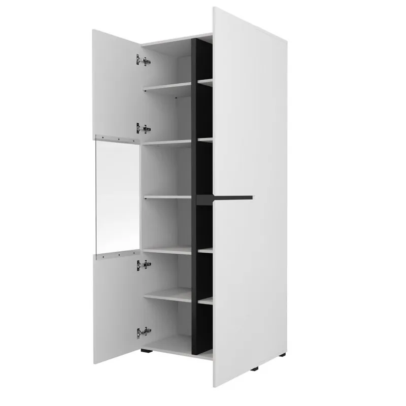 Vitrinskåp Kors 3 dörrar - Vit - Svart - Förvaring - Skåp - Vitrinskåp