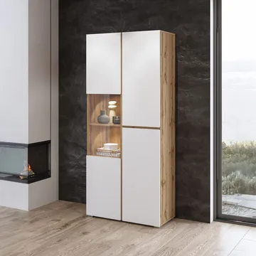 Vitrinskåp Kors 3 dörrar - Vit - Wotan Ek - Förvaring - Skåp - Vitrinskåp