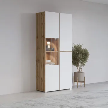 Vitrinskåp Kors 3 dörrar - Vit - Wotan Ek - Förvaring - Skåp - Vitrinskåp