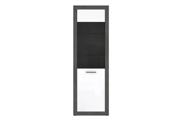 Kranea Vitrinskåp 41,3 cm djup 63,2 cm bred 196,9 cm hög Trä - Grå/Vit - Förvaring - Skåp - Vitrinskåp