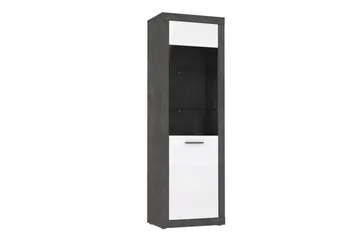 Kranea Vitrinskåp 41,3 cm djup 63,2 cm bred 196,9 cm hög Trä - Grå/Vit - Förvaring - Skåp - Vitrinskåp