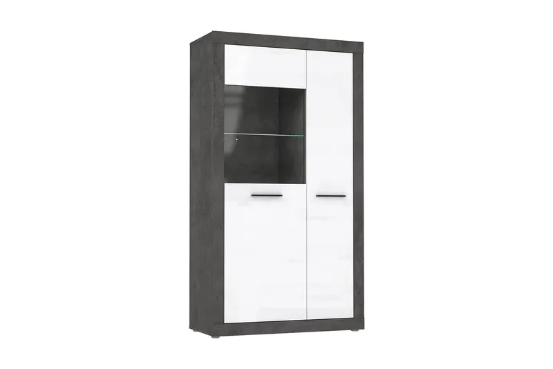 Kranea Vitrinskåp 41,3 cm djup 92,9 cm bred 168 cm hög Trä, Grå/Vit