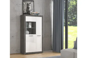 Kranea Vitrinskåp 41,3 cm djup 92,9 cm bred 168 cm hög Trä - Grå/Vit - Förvaring - Skåp - Vitrinskåp